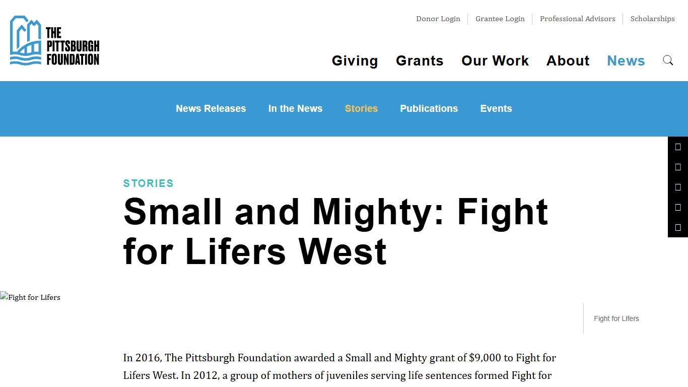 Small and Mighty: Fight for Lifers West The Pittsburgh Foundation